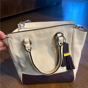 Coach Cream and Dark Purple Legacy Bag